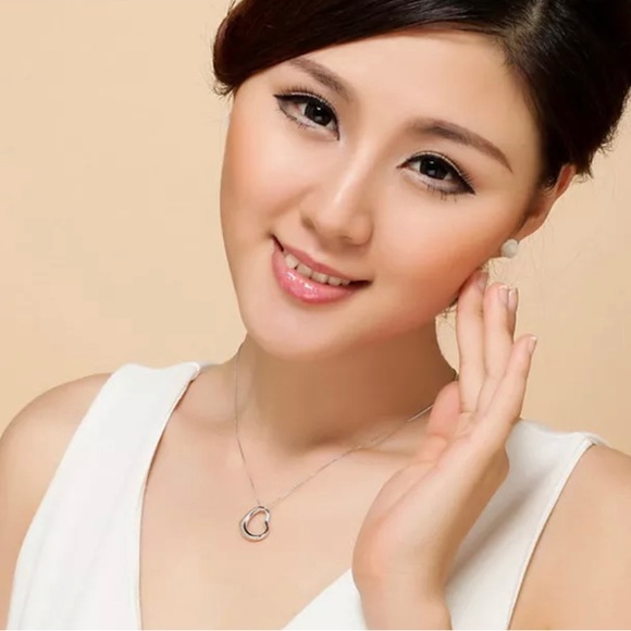 Open Heart Sterling Silver Chain Necklace - Picture 5 of 10